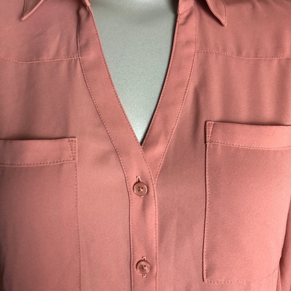 Express Portifino Long Sleeve Button Down Blouse - Picture 2 of 6